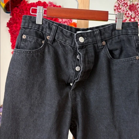 Zara Straight Black Button Fly High Rise Jeans - Picture 4 of 7